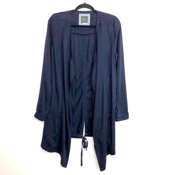 𝅺Laju Los Angeles Anthropologie navy blue open closure duster jacket - Picture 9 of 9